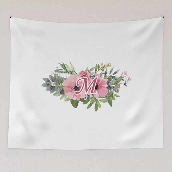 Item preview, M : Floral Initial Wreath Monogram M designed and sold by EasilyShop.