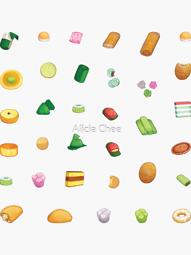 Assorted Traditional South East Asian Kue Kuih Snacks Set 2 Sticker By Niftytrinket Redbubble 6834