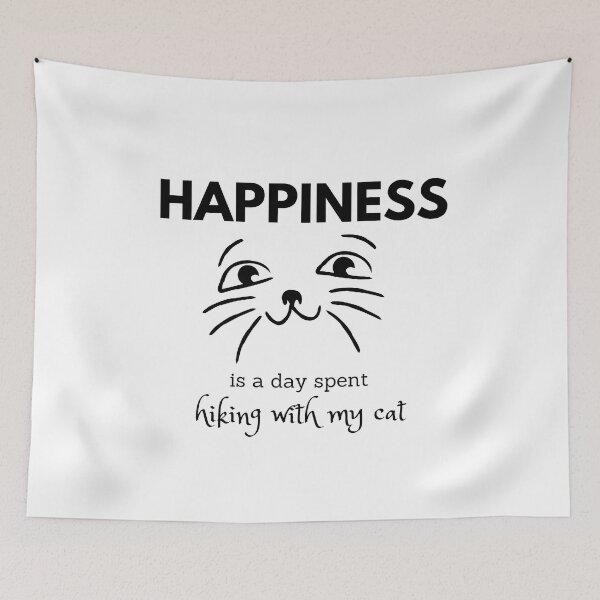 Item preview, Happiness is a day spent hiking with my cat designed and sold by MEDELSHOP.
