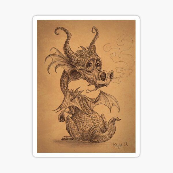 Baby dragon pencil style. Sticker