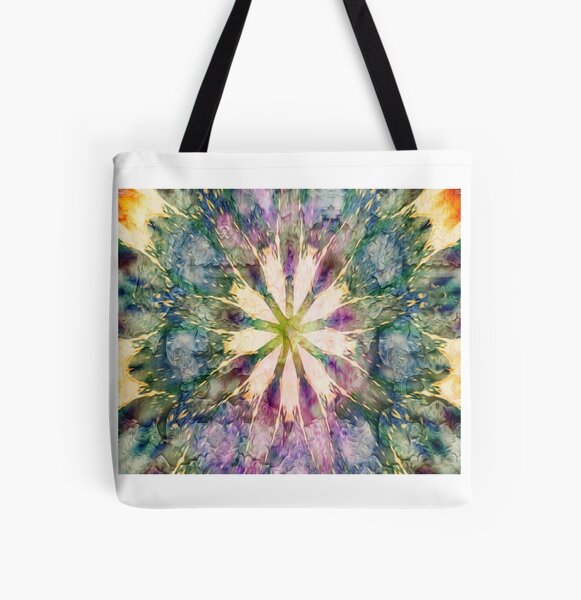 psychedelic fractal mandala All Over Print Tote Bag