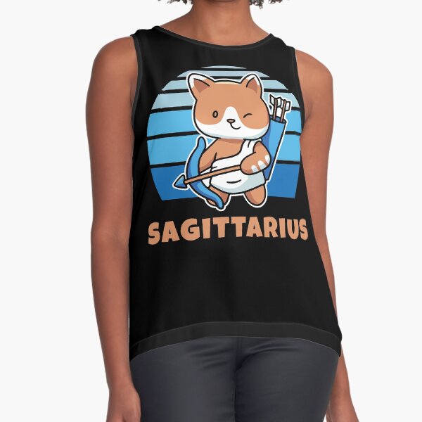 Zodiac Sign Sagittarius Cute Cat Kawaii Sleeveless Top