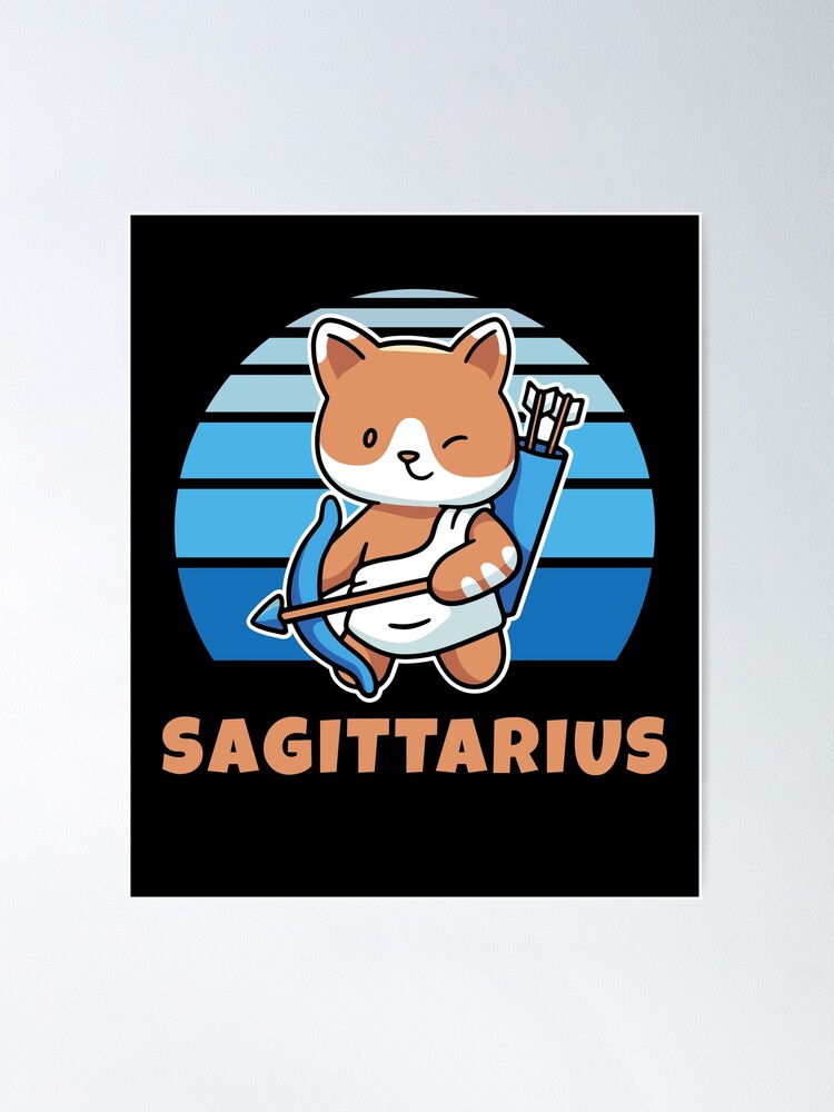 Alternate view of Zodiac Sign Sagittarius Cute Cat Kawaii Poster