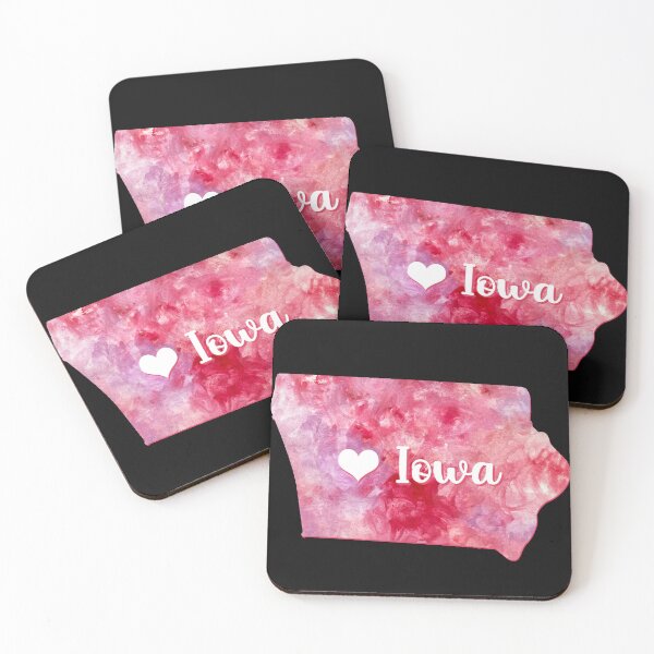 Item preview, Iowa state home USA Map heart watercolor pink watercolour designed and sold by WatercolorFun.