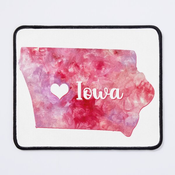 Item preview, Iowa state home USA Map heart watercolor pink watercolour designed and sold by WatercolorFun.
