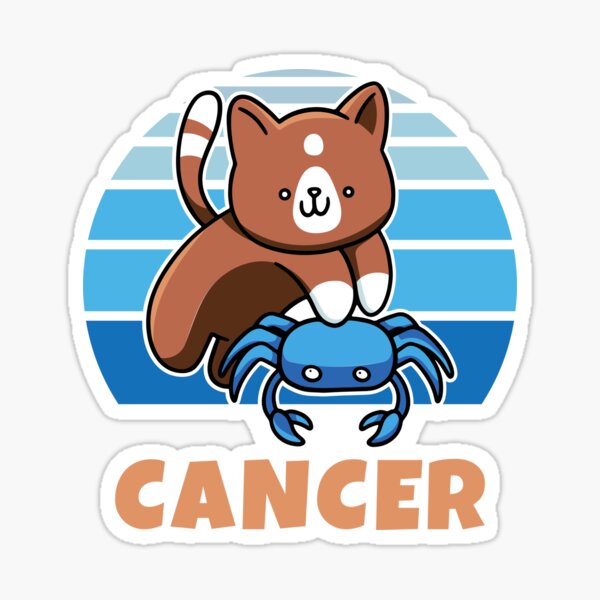 Zodiac Sign Cancer Cute Cat Kawaii Sticker