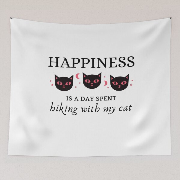 Item preview, Happiness is a day spent hiking with my cat designed and sold by MEDELSHOP.