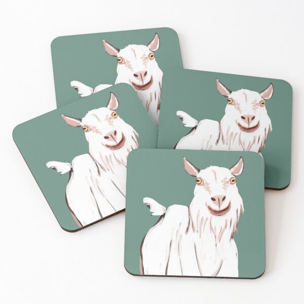 Item preview, White Goat Anselmi in teal designed and sold by EskTuulispaa.
