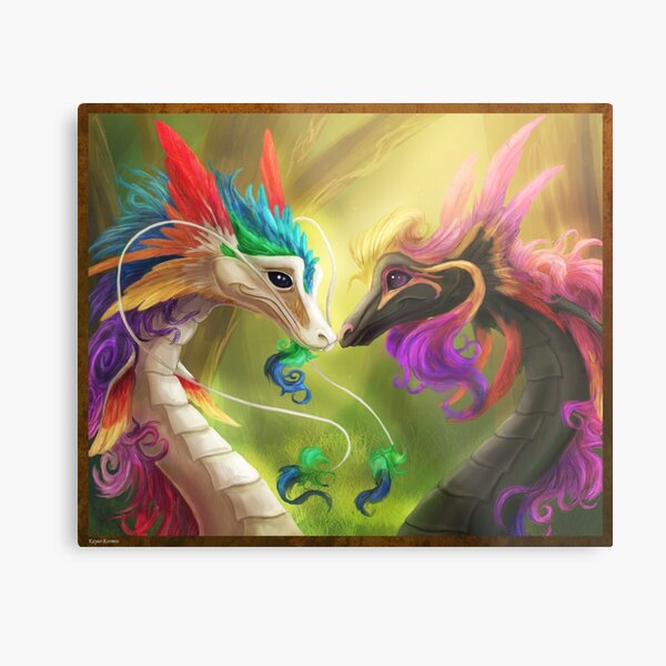 Horatio and Elysia - Rainbow dragons Metal Print