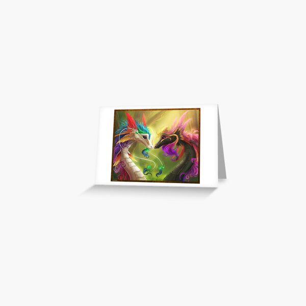 Horatio and Elysia - Rainbow dragons Greeting Card