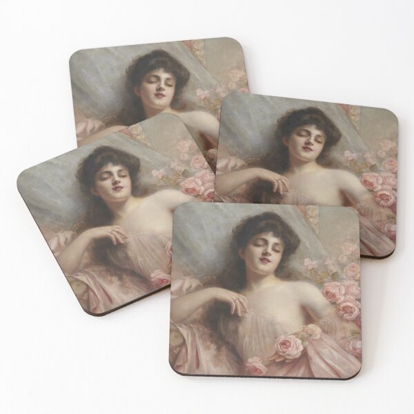 Item preview, Belle Epoque Beauty reclining on a Settee with Roses (1907) - Paul de La Boulaye designed and sold by SALON DES ARTS.