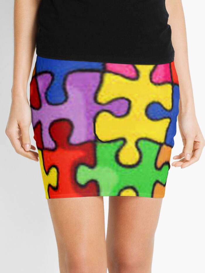 Jigsaw Puzzle, Puzzle Pieces, Colorful Puzzle Pieces,  Mini Skirt for Sale  by Nostrathomas66