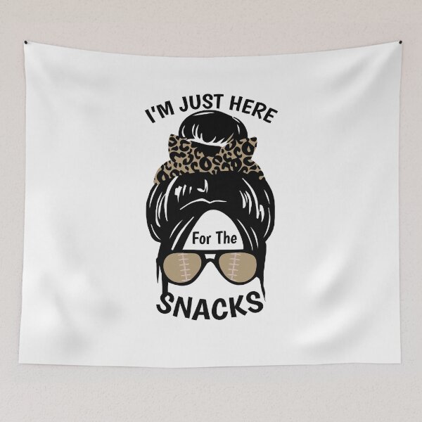 Item preview, I'm Just Here For The Snacks Black Women Football Gameday designed and sold by ZimbomDesigner.