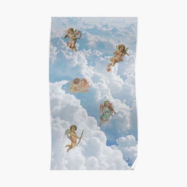 Renaissance angels in sky Cherubs Cupid Art Poster