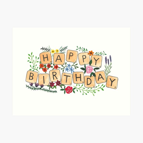 Scrabble Happy Birthday Art Print