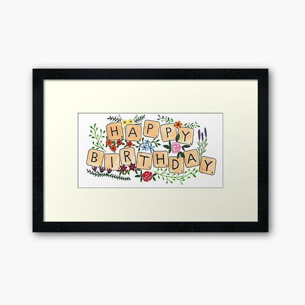 Scrabble Happy Birthday Framed Art Print