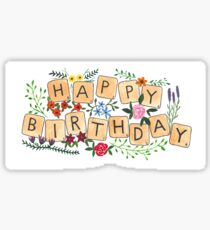 Scrabble Happy Birthday Sticker