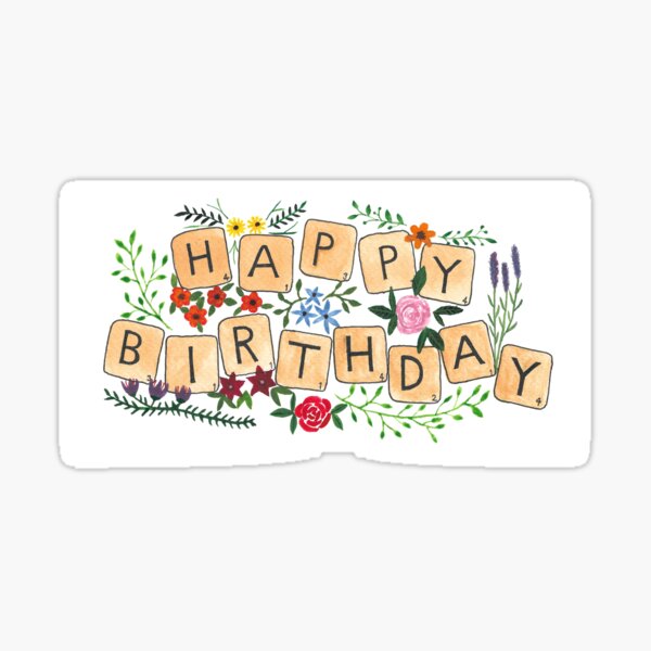 Scrabble Happy Birthday Sticker