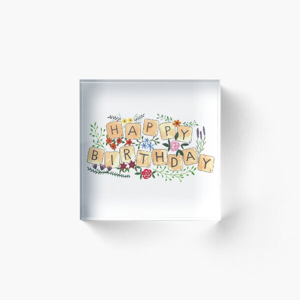 Scrabble Happy Birthday Acrylic Block