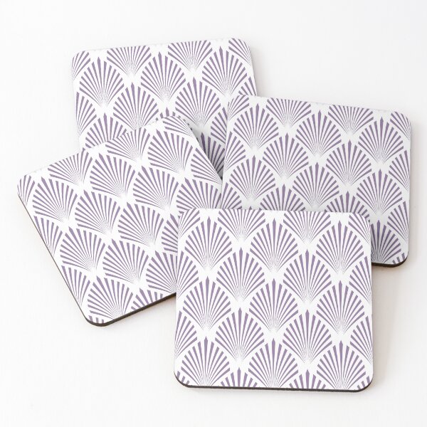 Aperçu de l'œuvre Purple and White Elegant Scallop Fan Pattern Pairs Coloro 2022 Popular Color Lavender Silk 138-48-19 créée et vendue par ColorOfTheYears.