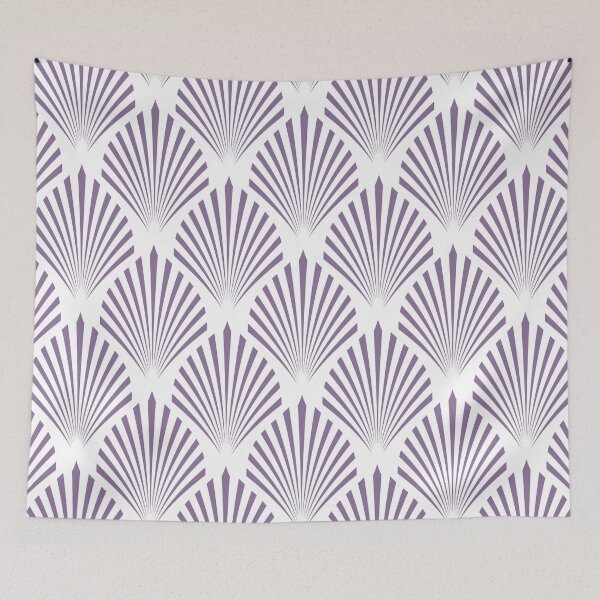 Item preview, Purple and White Elegant Scallop Fan Pattern Pairs Coloro 2022 Popular Color Lavender Silk 138-48-19 designed and sold by ColorOfTheYears.