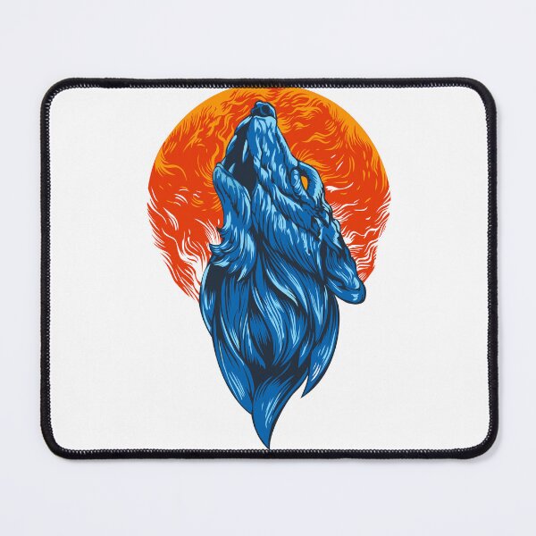 Item preview, blue wolf head with retro sun mens t shirt designed and sold by designsmaster99.
