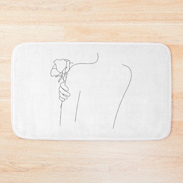 Item preview, simple woman holding a rose one line art drawing designed and sold by ikrame-shop.
