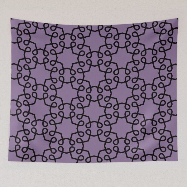 Item preview, Black and Purple Star Square Shape Pattern Pairs Coloro 2022 Popular Color Lavender Silk 138-48-19 designed and sold by ColorOfTheYears.