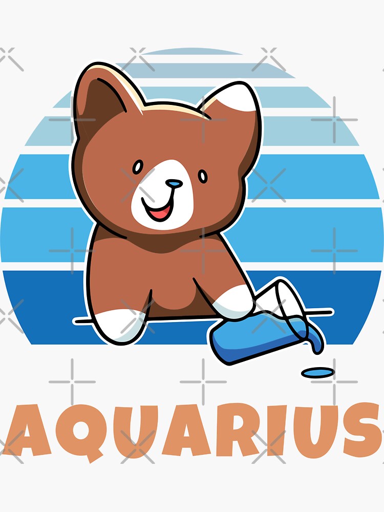 Zodiac Sign Aquarius Cute Cat Kawaii by brandoseven