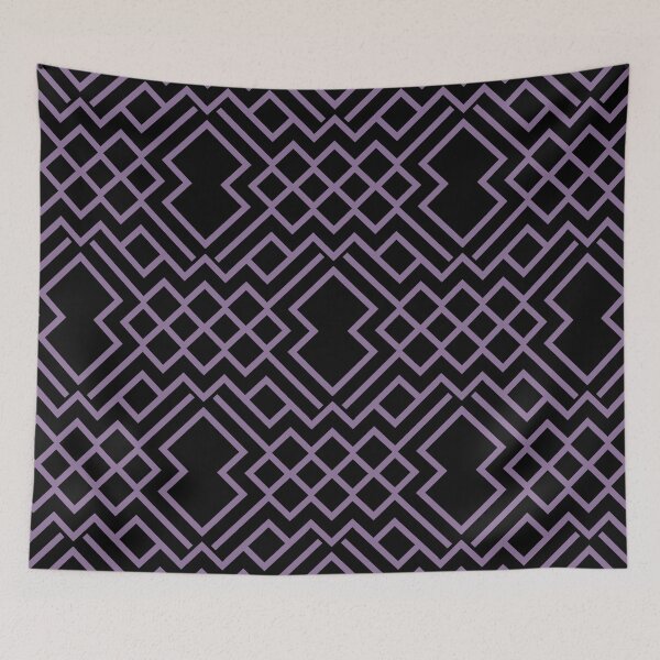 Item preview, Black and Purple Geometric Shape Pattern Pairs Coloro 2022 Popular Color Lavender Silk 138-48-19 designed and sold by ColorOfTheYears.