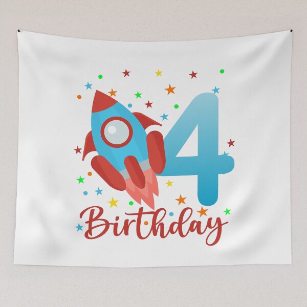 Item preview, Space Rocket 4th birthday  designed and sold by OverbeeDesigns.