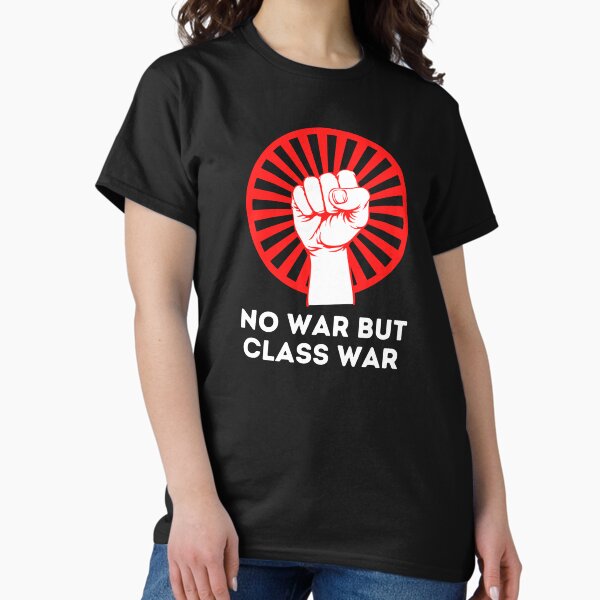 Vista previa del artículo con la obra «No hay guerra sino guerra de clases», diseñado y vendido por CS Cairo.