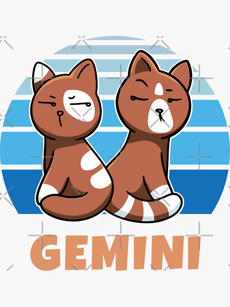 Thumbnail 3 of 3, Sticker, Zodiac Sign Gemini Cute Cat Kawaii designed and sold by brandoseven.