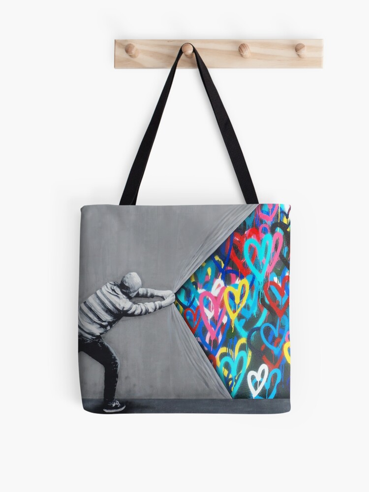 Behind The Curtain Graffiti Hearts Spray Paint Art Tote Bag for Sale by  WE-ARE-BANKSY