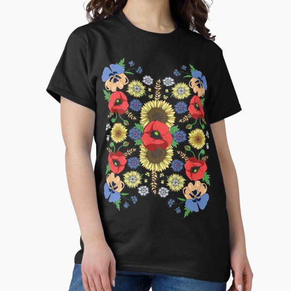 Item preview, Sunflower Red Poppy Flower Floral Ukrainian Vyshyvanka Style designed and sold by r-silver.