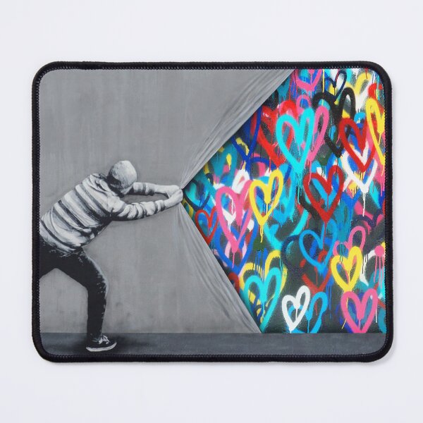 Item preview, Behind The Curtain Graffiti Hearts Spray Paint Art designed and sold by WE-ARE-BANKSY.