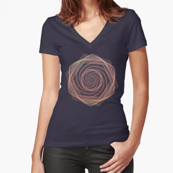 Abstract Rose Tailliertes T-Shirt mit V-Ausschnitt