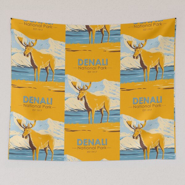 Item preview, Denali National Park Alaska Moose Vintage designed and sold by KrisSidDesigns.