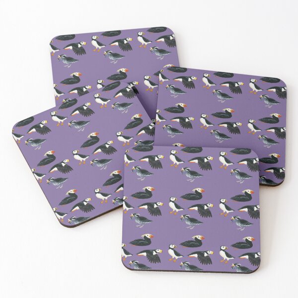 Item preview, Gouache Purple Puffins designed and sold by paintedpansy.