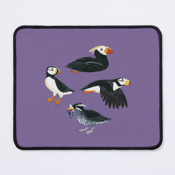 Item preview, Gouache Purple Puffins designed and sold by paintedpansy.