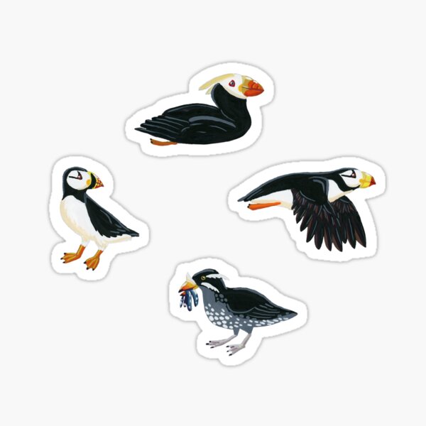 Item preview, Gouache Purple Puffins designed and sold by paintedpansy.