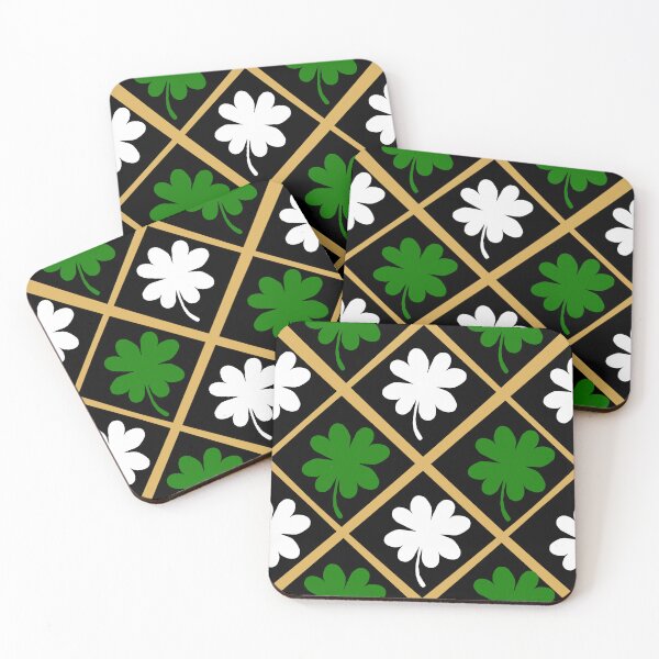 Item preview, St Patrick's day 4 leaf clover Gold Green and White diamond pattern designed and sold by DemonicGloom.