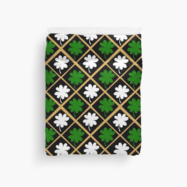 Item preview, St Patrick's day 4 leaf clover Gold Green and White diamond pattern designed and sold by DemonicGloom.