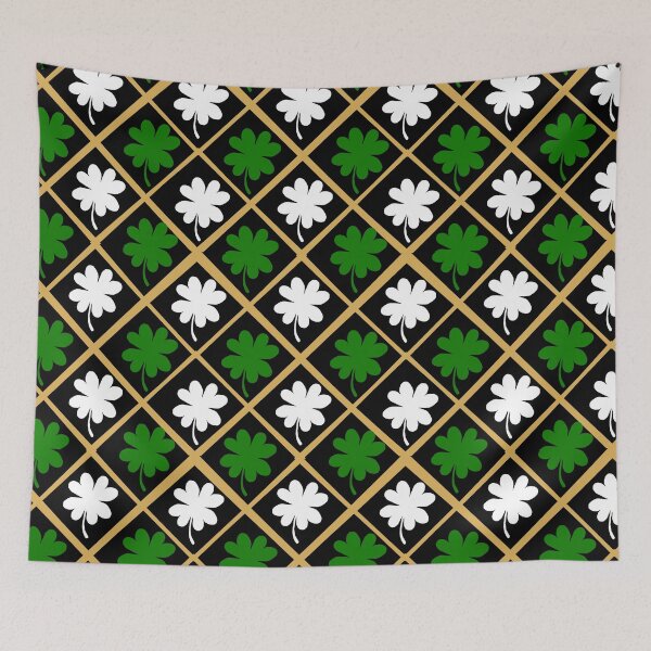 Item preview, St Patrick's day 4 leaf clover Gold Green and White diamond pattern designed and sold by DemonicGloom.
