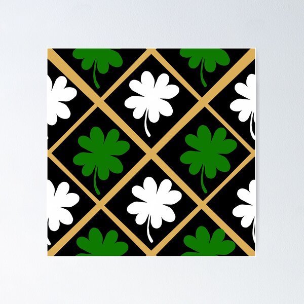 Item preview, St Patrick's day 4 leaf clover Gold Green and White diamond pattern designed and sold by DemonicGloom.