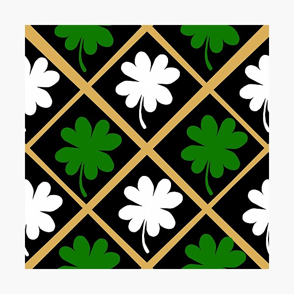 Item preview, St Patrick's day 4 leaf clover Gold Green and White diamond pattern designed and sold by DemonicGloom.
