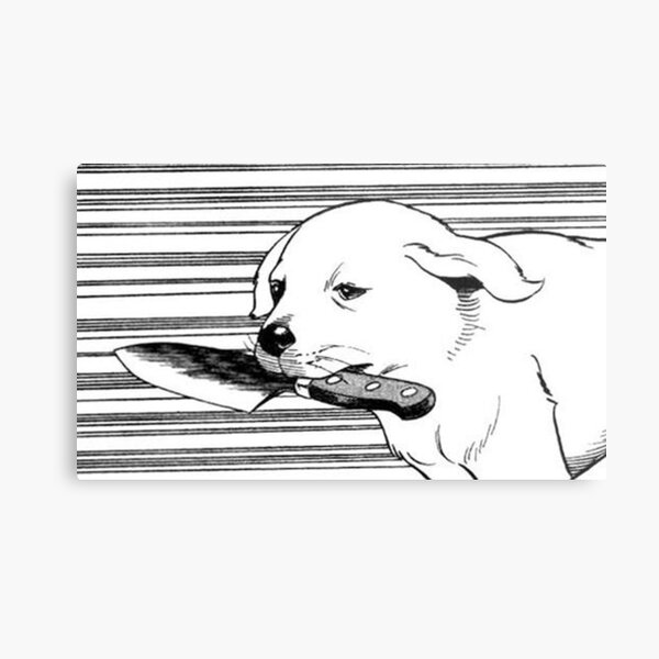 Messer Hund Metallbild