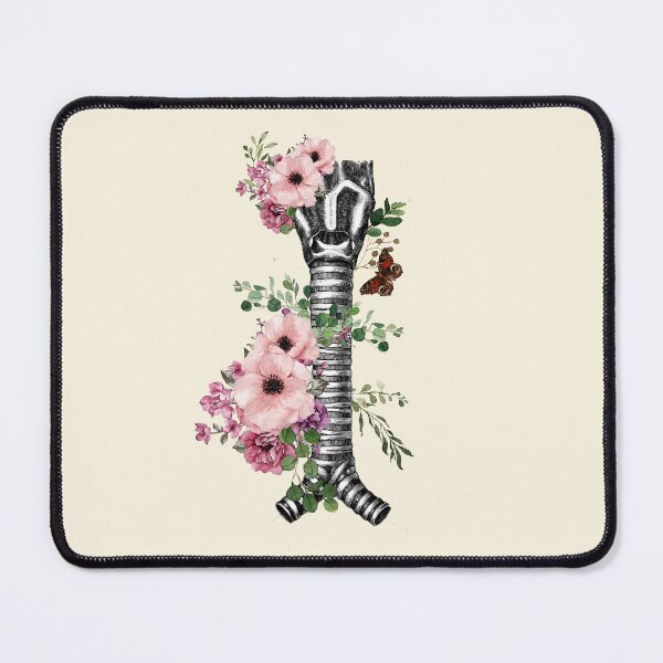 Item preview, Human larynx, pink flowers anatomy art, speech pathology, watercolor illustration designed and sold by Collagedream.