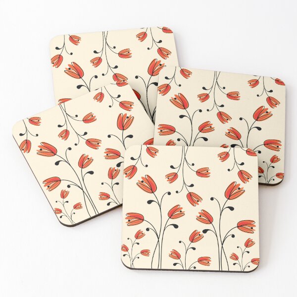 Item preview, Elegant Abstract Flower Art Beige Black And Orange Pattern designed and sold by NawalMagdy.