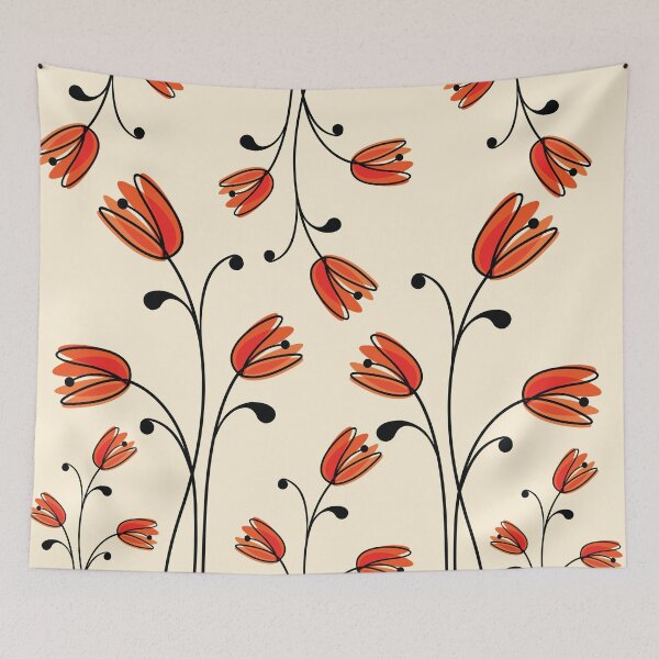 Item preview, Elegant Abstract Flower Art Beige Black And Orange Pattern designed and sold by NawalMagdy.